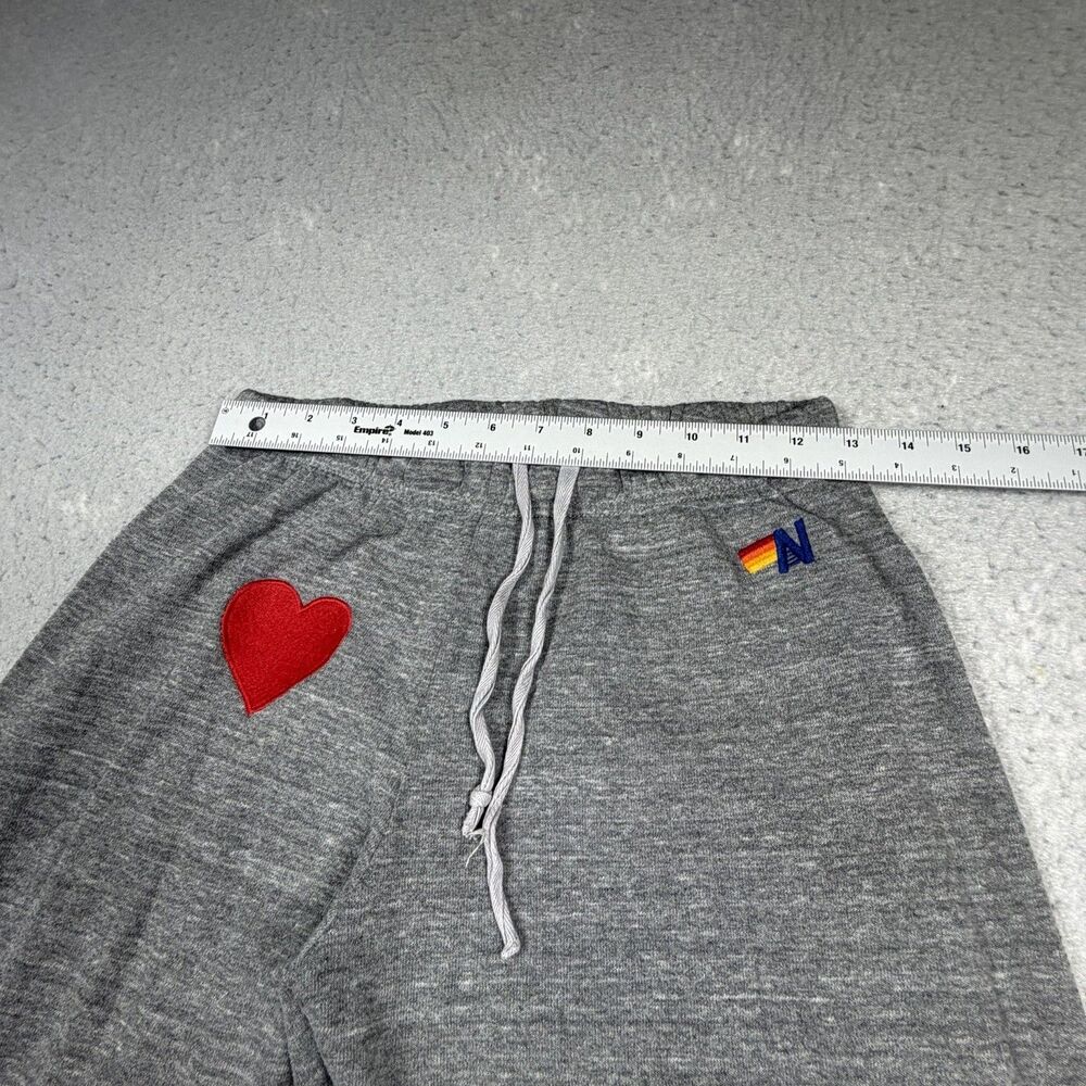 Aviator Nation Heart Sweatpant Jogger M Grey Cotton Blend Relaxed Drawstring - Picture 6 of 12